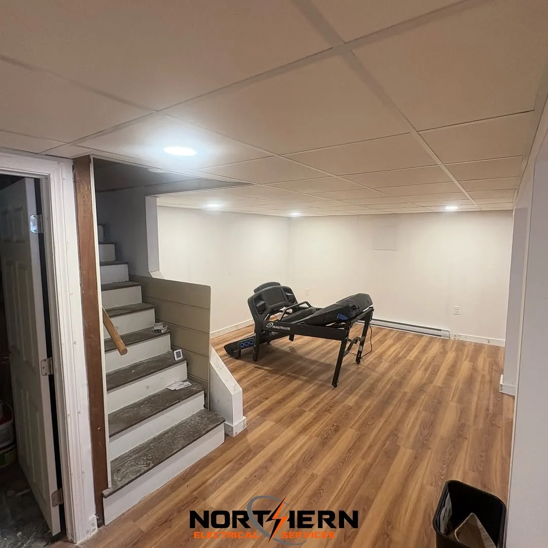 Finished basement treadmill area