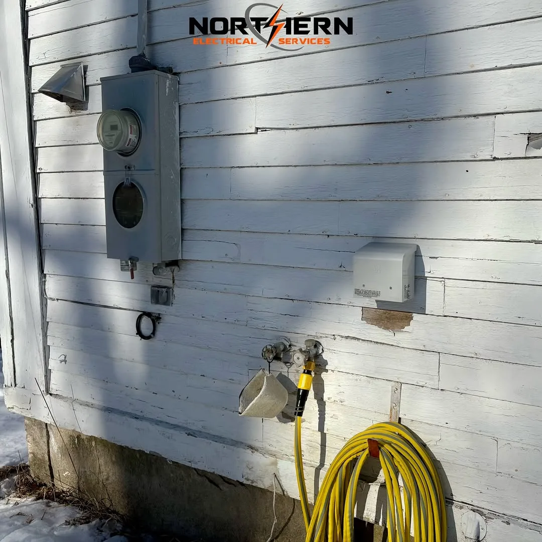 Old exterior meter base with peeling paint