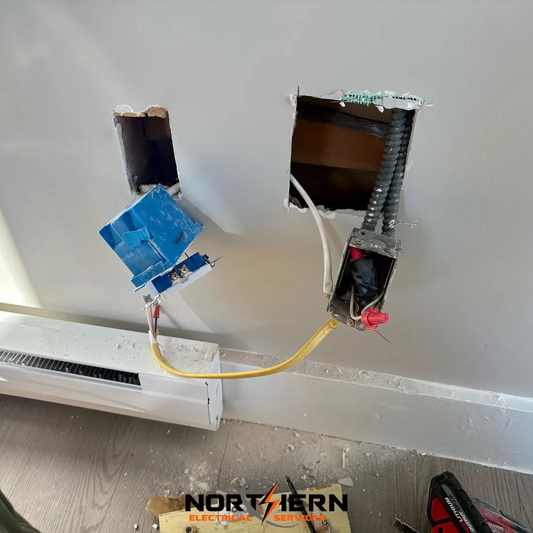 Outlet being relocated to new baseboard position